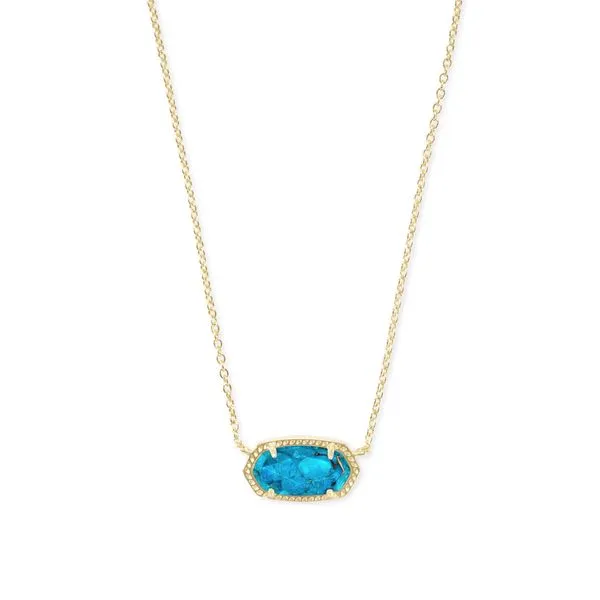Elisa Gold Pendant Necklace in Bronze Veined Turquoise Gray's Jewelers Bespoke Saint James, NY