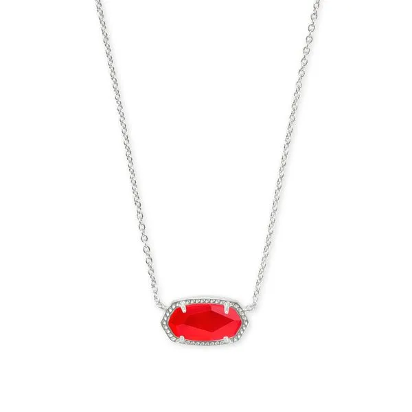 Elisa Short Pendant Necklace Rhodium Red Illusion Gray's Jewelers Bespoke Saint James, NY