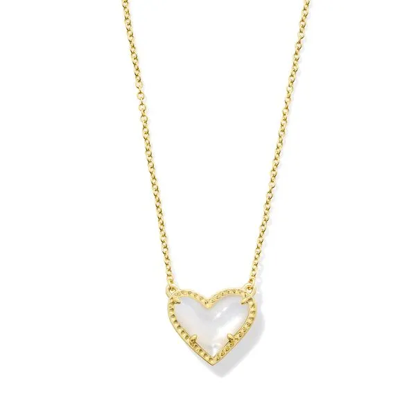 Ari Heart Pendant Necklace Gold Ivory Mother Of Pearl Gray's Jewelers Bespoke Saint James, NY