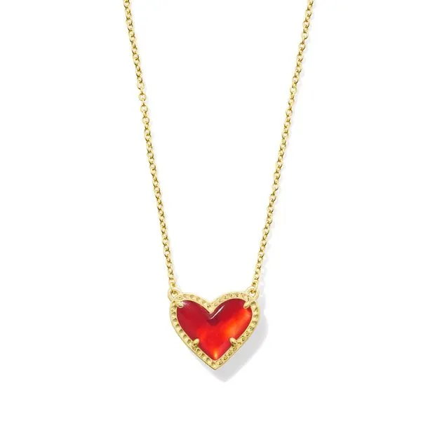 Ari Heart Pendant Necklace Gold Red Illusion Gray's Jewelers Bespoke Saint James, NY
