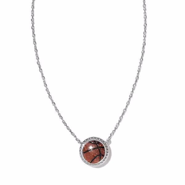 Basketball Short Pendant Necklace Silver Orange Goldstone Gray's Jewelers Bespoke Saint James, NY