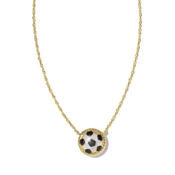 Soccer Short Pendant Necklace Gold Ivory Mother Of Pearl Gray's Jewelers Bespoke Saint James, NY