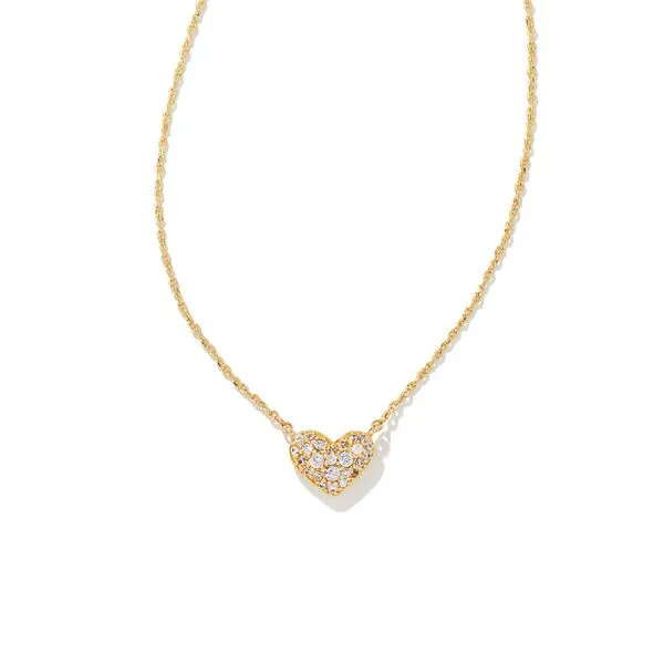 Ari Pave Crystal Heart Necklace Gold White Crystal Gray's Jewelers Bespoke Saint James, NY