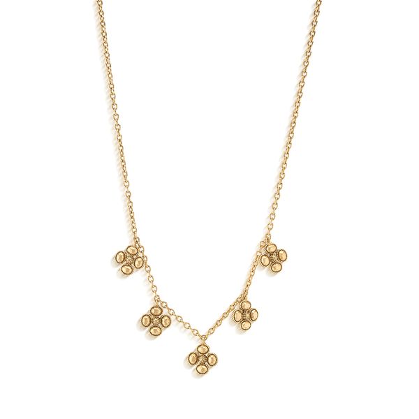 18K Yellow Gold Plated Brass Berry Clover Multi Station Necklace Gray's Jewelers Bespoke Saint James, NY