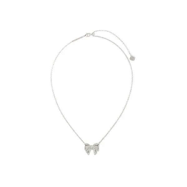 Krista Bow Short Pendant Necklace Silver White Mix Gray's Jewelers Bespoke Saint James, NY