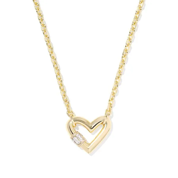 Emery Heart Short Pendant Necklace Gold White Cubic Zirconia Gray's Jewelers Bespoke Saint James, NY