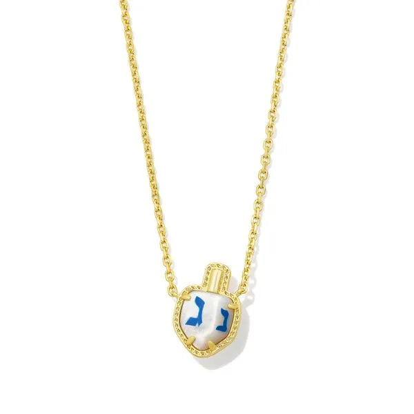 Dreidel Short Pendant Necklace Gold Ivory Mother Of Pearl Gray's Jewelers Bespoke Saint James, NY