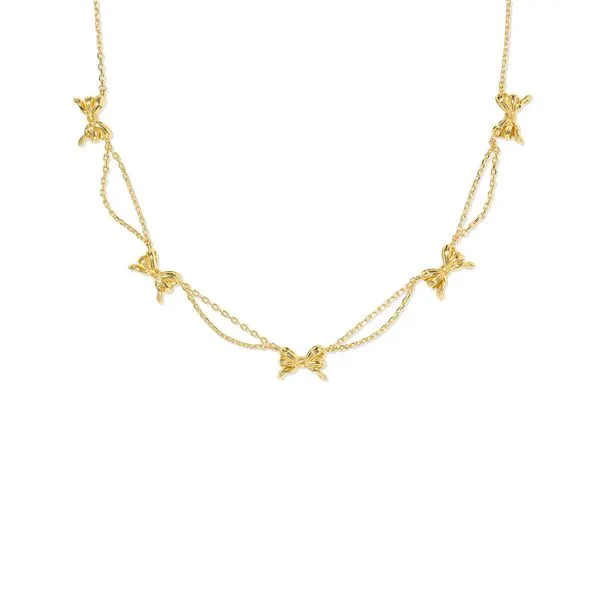 Bow Strand Necklace Gold Gray's Jewelers Bespoke Saint James, NY