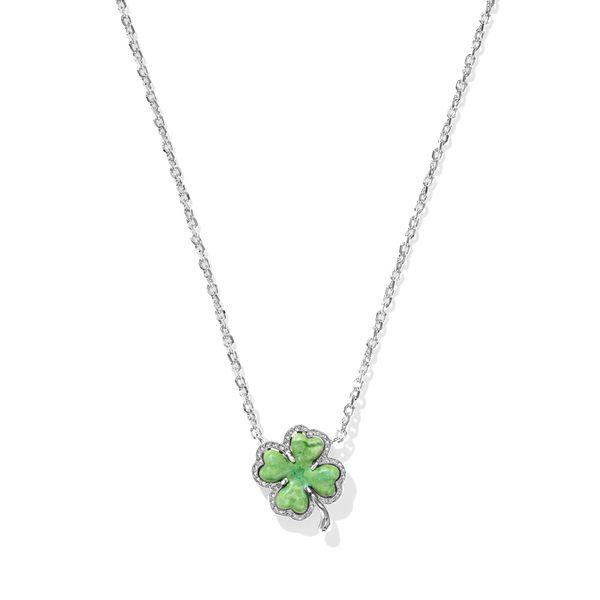 Clover Short Pendant Necklace Silver Lime Green Magnesite Gray's Jewelers Bespoke Saint James, NY