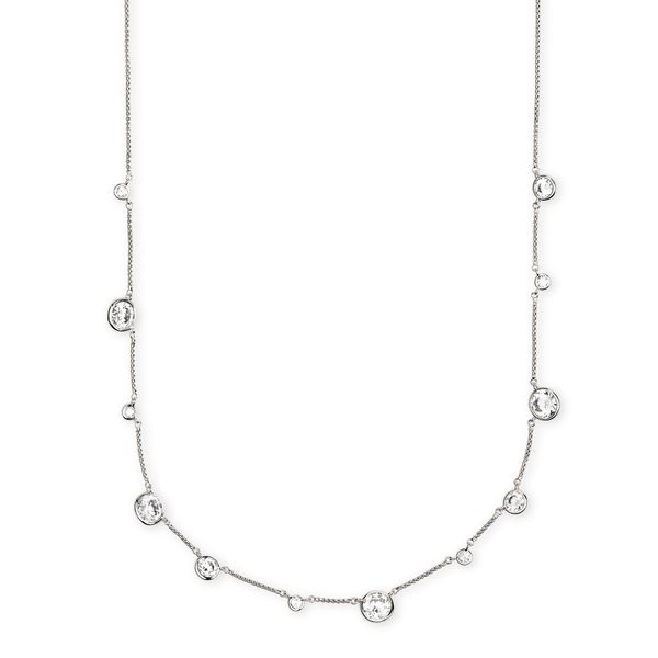 Clementine Necklace Rhodium Metal White Cubic Zirconia Gray's Jewelers Bespoke Saint James, NY