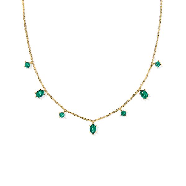 Cailin Delicate Strand Necklace Gold Green Crystal Gray's Jewelers Bespoke Saint James, NY