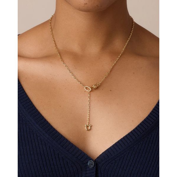 18K Yellow Gold Plated Atlas Delicate Lariat Necklace Image 2 Gray's Jewelers Bespoke Saint James, NY