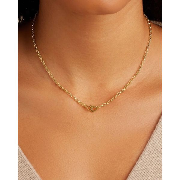 18K Yellow Gold Plated Parker Heart Mini Necklace Image 2 Gray's Jewelers Bespoke Saint James, NY