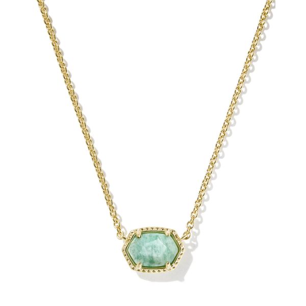 Daphne Frame Short Pendant Necklace Gold Teal Amazonite Gray's Jewelers Bespoke Saint James, NY