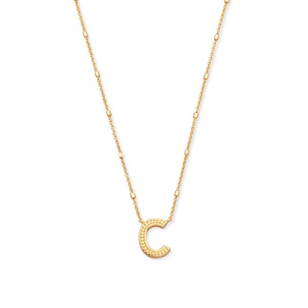 Letter C Pendant Necklace Gold Metal Gray's Jewelers Bespoke Saint James, NY