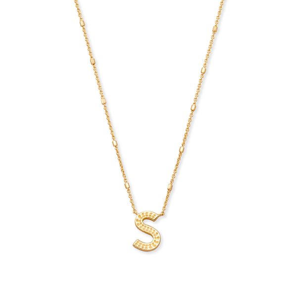 Letter S Pendant Necklace Gold Metal Gray's Jewelers Bespoke Saint James, NY