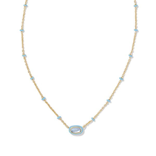 Mini Elisa Enamel Framed Pendant Gold Periwinkle Illusion Gray's Jewelers Bespoke Saint James, NY