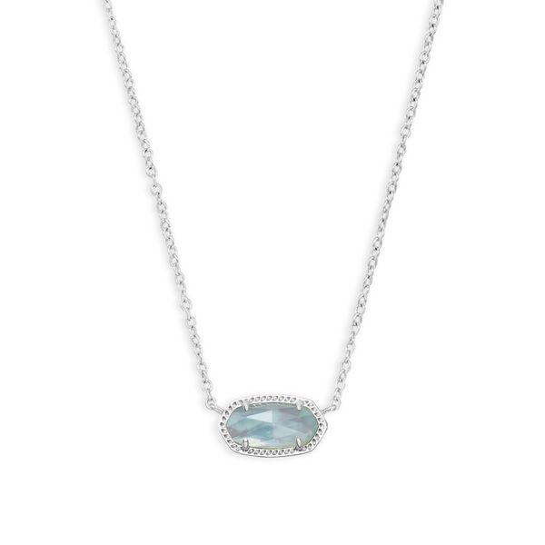 Elisa Short Pendant Necklace Rhodium Light Blue Illusion Gray's Jewelers Bespoke Saint James, NY