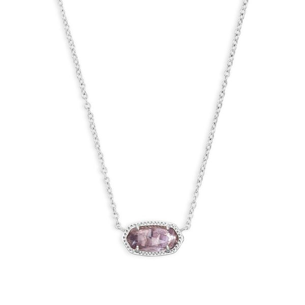 Elisa Short Pendant Necklace Rhodium Purple Amethyst Gray's Jewelers Bespoke Saint James, NY