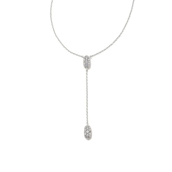 Grayson Y Necklace Silver White Cubic Zirconia Gray's Jewelers Bespoke Saint James, NY