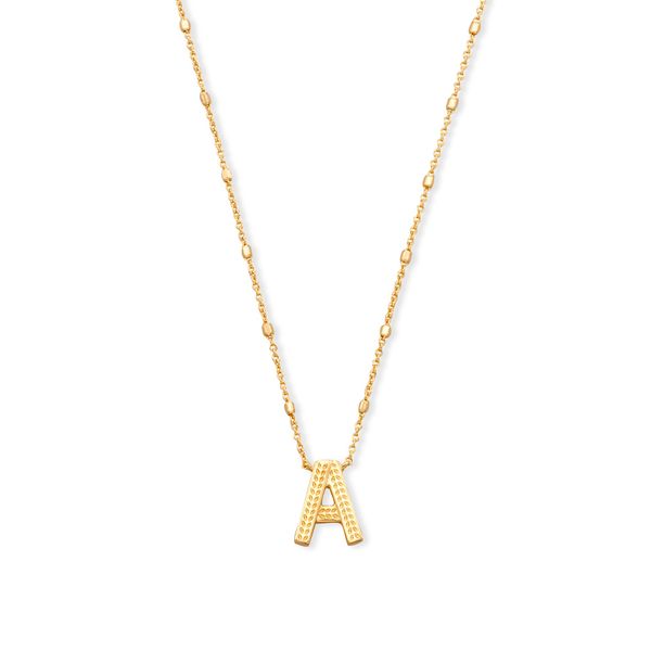 Letter A Pendant Necklace Gold Metal Gray's Jewelers Bespoke Saint James, NY