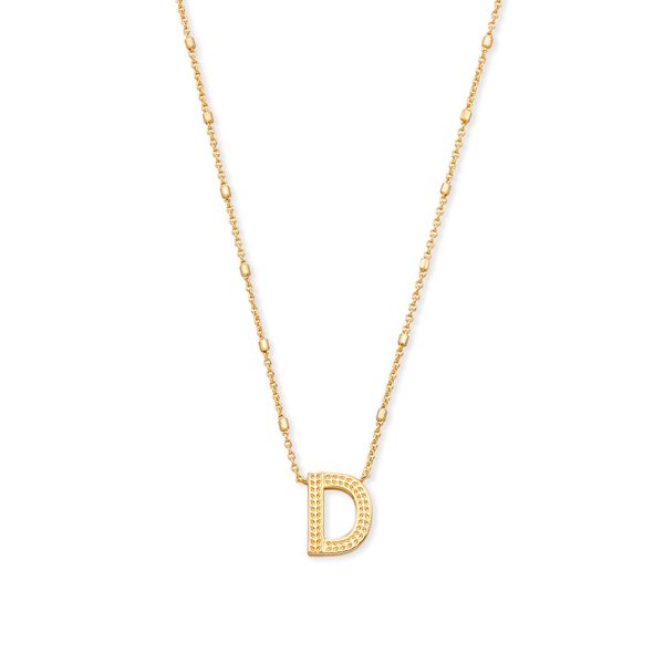 Letter D Pendant Necklace Gold Metal Gray's Jewelers Bespoke Saint James, NY