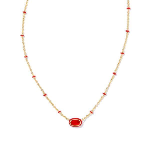 Mini Elisa Enamel Frame Short Pendant Necklace Gold Red Illusion Gray's Jewelers Bespoke Saint James, NY