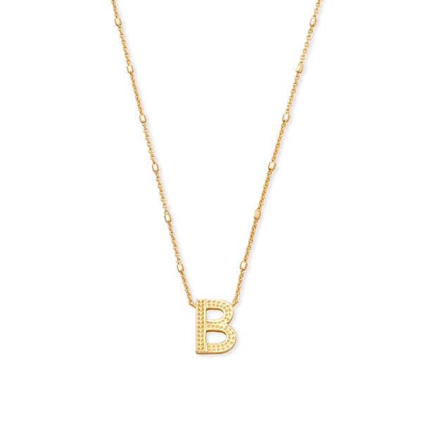 Letter B Pendant Necklace Gold Metal Gray's Jewelers Bespoke Saint James, NY