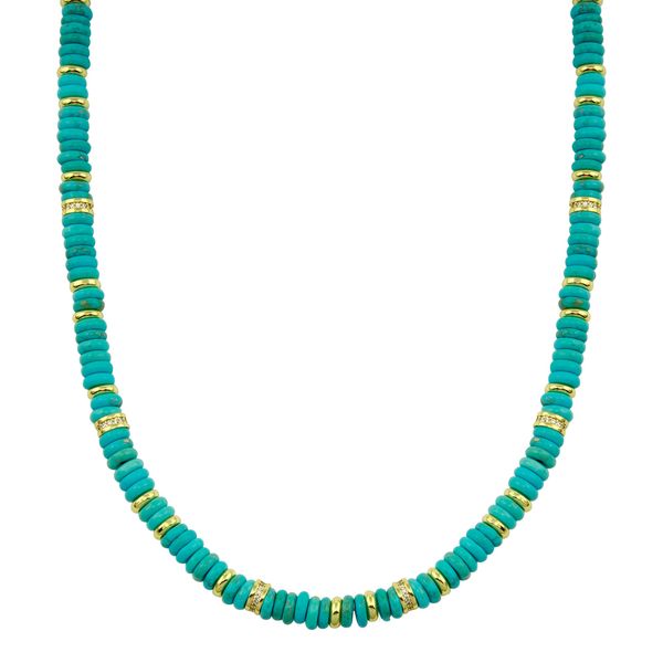 18K Gold Plated Turquoise Pukka Necklace Gray's Jewelers Bespoke Saint James, NY