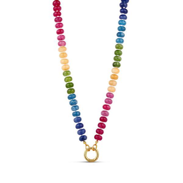 18K Yellow Gold Plated Stone Beaded Push Clasp Necklace Gray's Jewelers Bespoke Saint James, NY