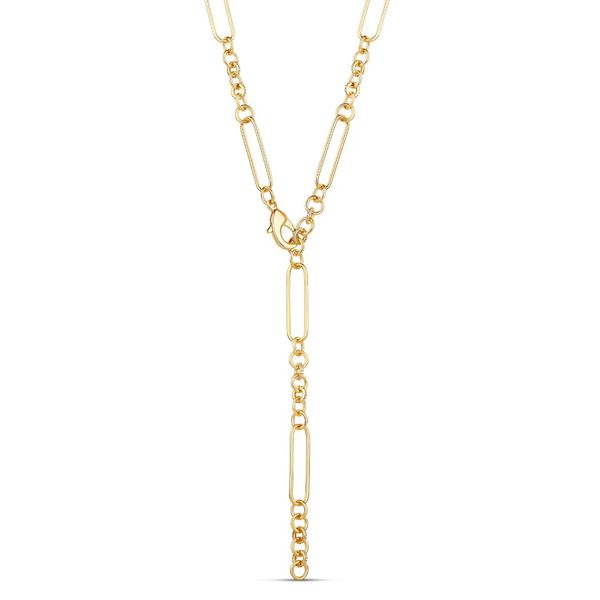 18K Yellow Gold Plated Link Lobster Lariat Necklace Gray's Jewelers Bespoke Saint James, NY