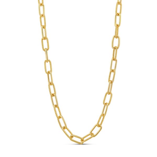 18K Yellow Gold Plated Rope Paperclip Necklace Gray's Jewelers Bespoke Saint James, NY