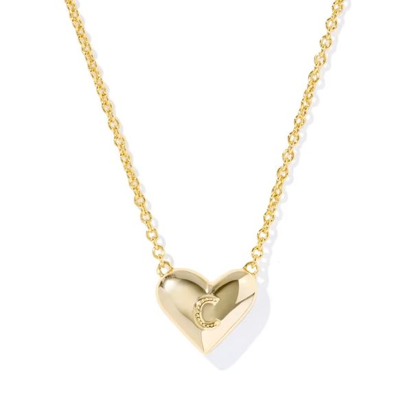 Ari Heart Letter C Gold Short Pendant Necklace Image 2 Gray's Jewelers Bespoke Saint James, NY