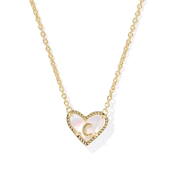 Ari Heart Letter C Gold Short Pendant Necklace Gray's Jewelers Bespoke Saint James, NY