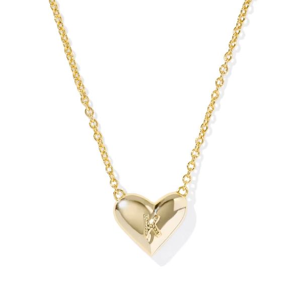 Ari Heart Letter K Gold Short Pendant Necklace Image 2 Gray's Jewelers Bespoke Saint James, NY