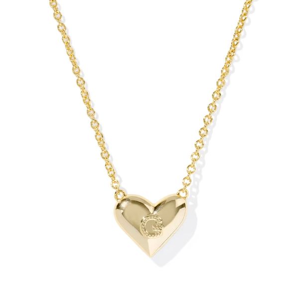 Ari Heart Letter G  Gold Short Pendant Necklace Image 2 Gray's Jewelers Bespoke Saint James, NY