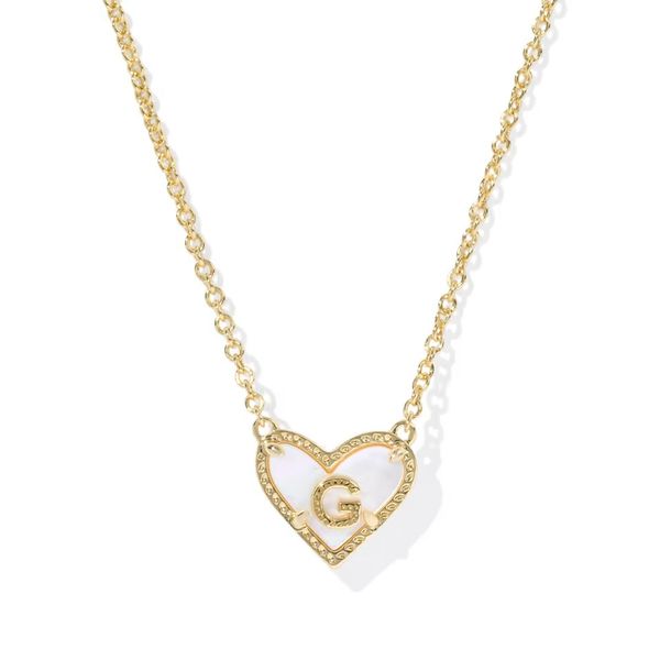 Ari Heart Letter G  Gold Short Pendant Necklace Gray's Jewelers Bespoke Saint James, NY