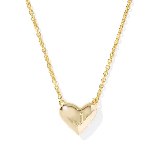 Ari Heart Letter J Gold Short Pendant Necklace Image 2 Gray's Jewelers Bespoke Saint James, NY