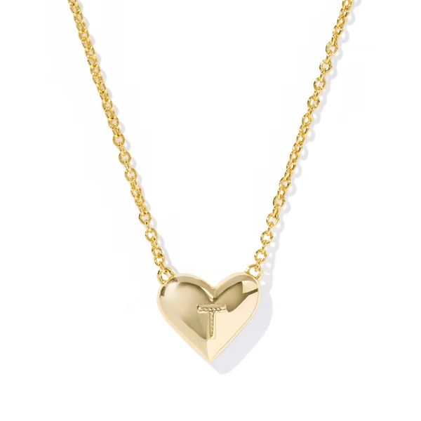 Ari Heart Letter T Gold Short Pendant Necklace Image 2 Gray's Jewelers Bespoke Saint James, NY
