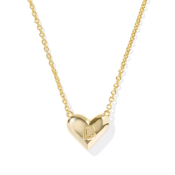Ari Heart Letter D Gold Short Pendant Necklace Image 2 Gray's Jewelers Bespoke Saint James, NY
