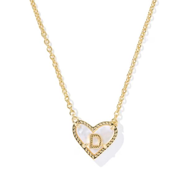 Ari Heart Letter D Gold Short Pendant Necklace Gray's Jewelers Bespoke Saint James, NY