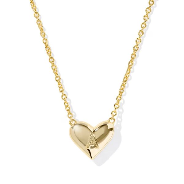Ari Heart Letter A Gold Short Pendant Necklace Image 2 Gray's Jewelers Bespoke Saint James, NY