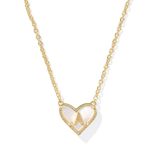 Ari Heart Letter A Gold Short Pendant Necklace Gray's Jewelers Bespoke Saint James, NY