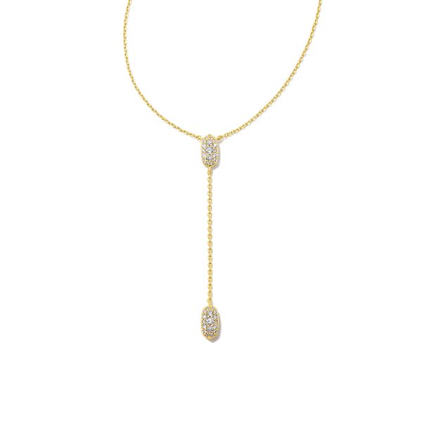 Grayson Y Necklace Gold White Cubic Zirconia Gray's Jewelers Bespoke Saint James, NY