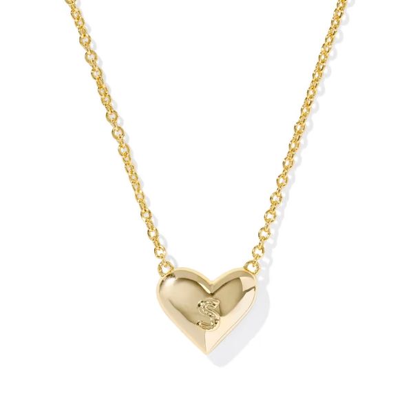Ari Heart Letter S Gold Short Pendant Necklace Image 2 Gray's Jewelers Bespoke Saint James, NY