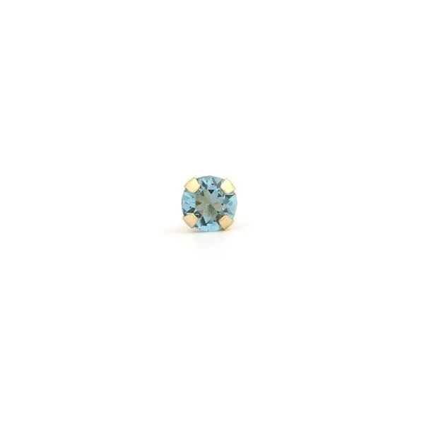 14K Yellow Gold March Blue CZ Stud Earring Gray's Jewelers Bespoke Saint James, NY