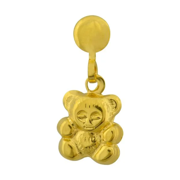 Gold Plated Teddybear Dangle Drop Earring Gray's Jewelers Bespoke Saint James, NY