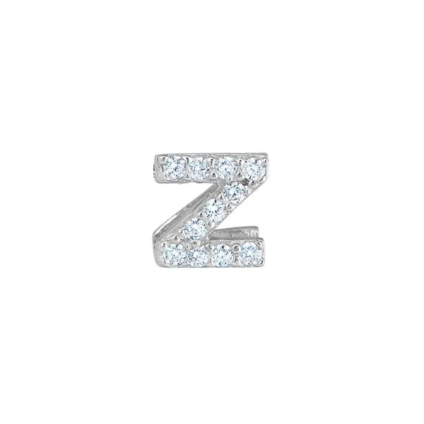 Platinum Finish Sterling Silver Micropave Z Initial Charm with Simulated Diamonds Gray's Jewelers Bespoke Saint James, NY