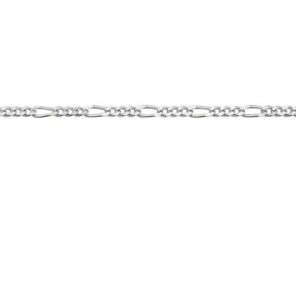 14K White Gold 1.28 mm Figaro Chain by the Inch for Permanent Jewelry Gray's Jewelers Bespoke Saint James, NY