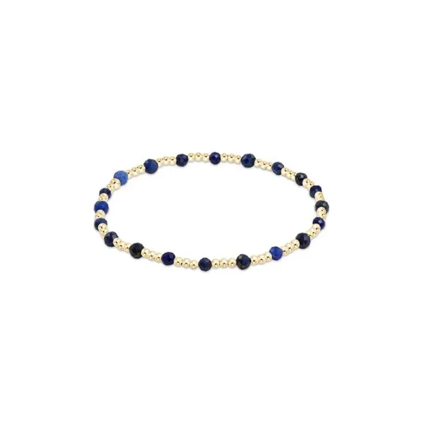 Gemstone Gold Sincerity Pattern 3MM Bead Bracelet Lapis Gray's Jewelers Bespoke Saint James, NY
